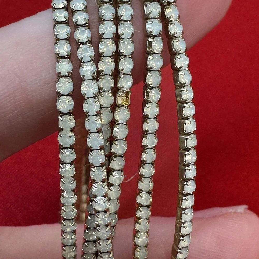 Six Layer Gold Tone Faux‎ Diamond Elastic Bracelet